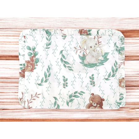 Perna clasica de dormit, MimiNu, Cu volanas, Cu husa detasabila cu fermoar, Din bumbac certificat Oeko Tex Standard 100, Pentru patut, carucior, balansoar, 30x40 cm, Lulu Natural [1]