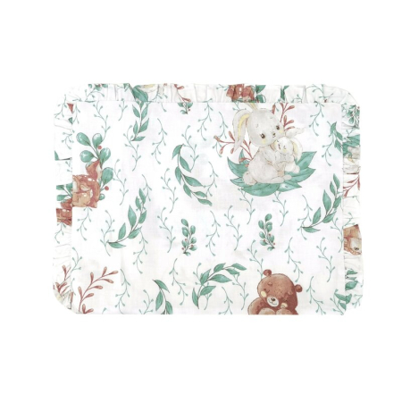 Mobilier si Lenjerie - Perna clasica de dormit, MimiNu, Cu volanas, Cu husa detasabila cu fermoar, Din bumbac certificat Oeko Tex Standard 100, Pentru patut, carucior, balansoar, 30x40 cm, Lulu Natural