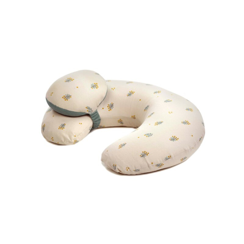Pentru Mama - Perna pentru alaptare, Jane, Ergonomica, Cu husa detasabila si lavabila si pernuta suplimentara, Umpluta cu bilute din poliester, Botanic