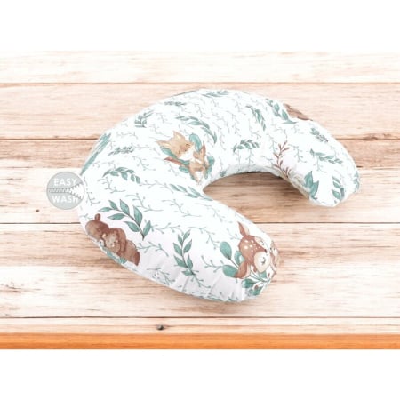 Perna pentru alaptat, MimiNu, Din bumbac certificat Oeko Tex Standard 100, Cu husa detasabila, Cu fermoar securizat, Circumferinta 155 cm, Lulu Natural [1]