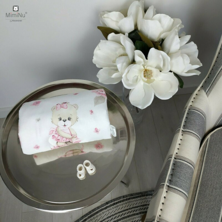 Perna pentru alaptat, MimiNu, Tip manson, Din bumbac certificat Oeko Tex Standard 100, 25 cm, Design, Pink Ballerina [3]