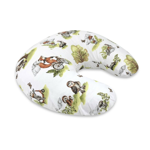 Pentru Mama - Perna pentru alaptat, Qmini, Din bumbac certificat Oeko Tex Standard 100, Cu husa detasabila, Cu fermoar securizat, Circumferinta 155 cm, Fox on bikes Natural