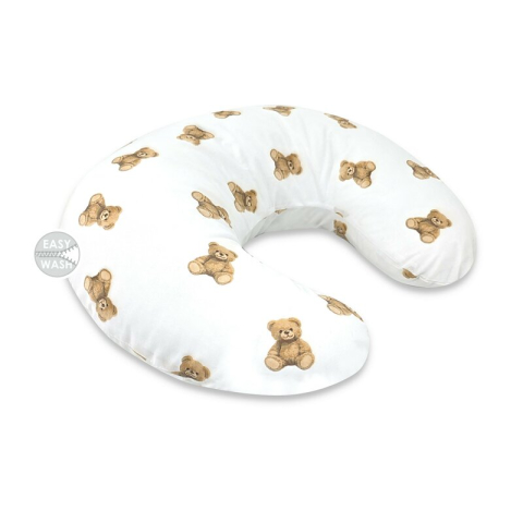 Pentru Mama - Perna pentru alaptat, Qmini, Din bumbac certificat Oeko Tex Standard 100, Cu husa detasabila, Cu fermoar securizat, Circumferinta 155 cm, Teddy Toys