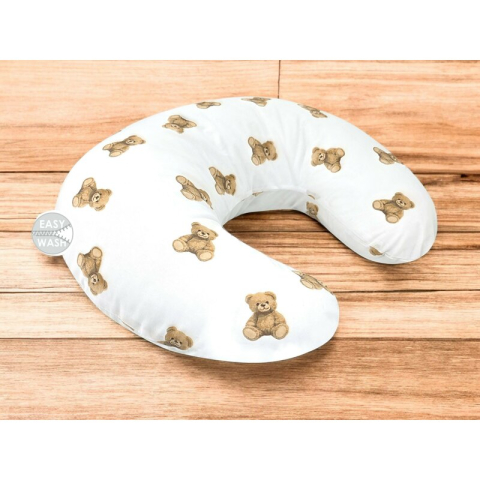 Perna pentru alaptat, Qmini, Din bumbac certificat Oeko Tex Standard 100, Cu husa detasabila, Cu fermoar securizat, Circumferinta 155 cm, Teddy Toys [1]