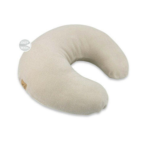 Pentru Mama - Perna pentru alaptat, Qmini, Din tricot termo-terry din bambus, Cu husa detasabila, Cu fermoar securizat, Circumferinta 155 cm, Din material certificat Oeko Tex Standard 100, Beige