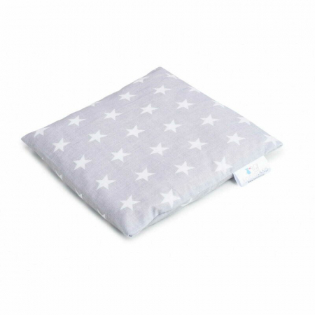 Mobilier si Lenjerie - Pernuta anticolici, Bociolad, Umpluta cu samburi de cirese, Cu husa din bumbac, 20x20 cm, 0 luni+, Grey Stars