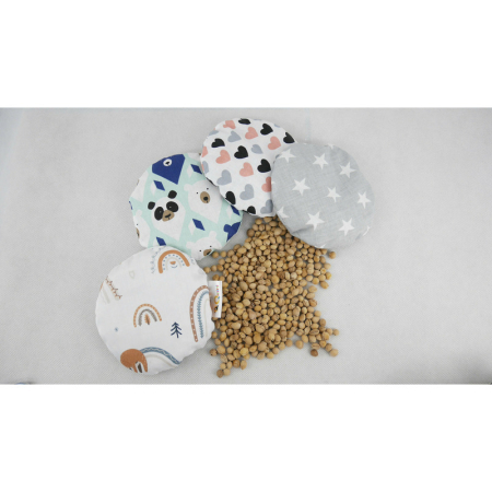 Pernuta anticolici, Qmini, Umpluta cu samburi de cirese, Cu husa din bumbac, Diametru 14 cm, Grey Stars [7]