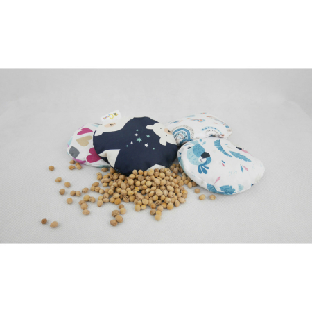 Pernuta anticolici, Qmini, Umpluta cu samburi de cirese, Cu husa din bumbac, Diametru 14 cm, Grey Stars [3]