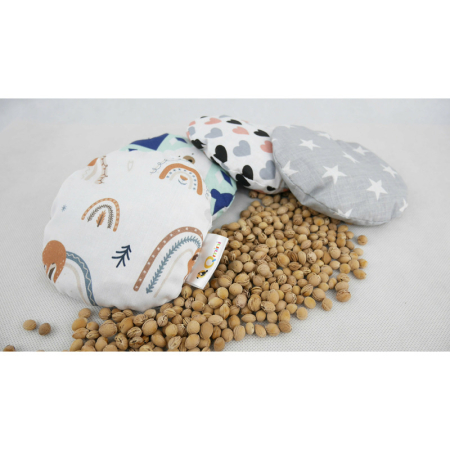 Pernuta anticolici, Qmini, Umpluta cu samburi de cirese, Cu husa din bumbac, Diametru 14 cm, Grey Stars [8]