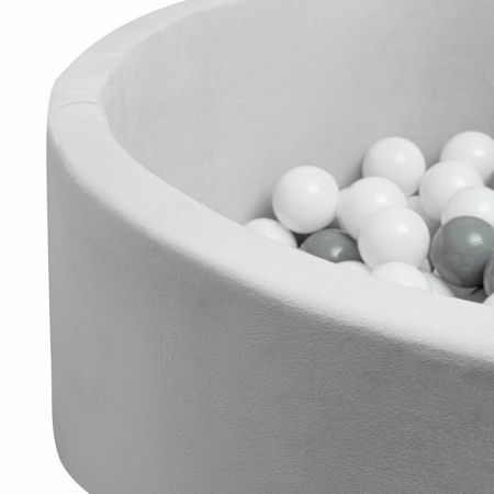 Piscina uscata, New Baby, Cu 150 de bile (Alb, gri), Din tesatura fina cu certificare Oeko-Tex Standard 100, Dimensiune 83 x 83 x 30 cm, Grey [2]