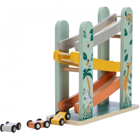 Jucarii si Jocuri - Pista de masini, Free2Play, Safari, Din lemn, Cu 3 masinute incluse, 26.9 x 23.6 x 7 cm, Conform cu standardele europene EN71-1;2018, EN71-2:2020, EN71-3:2021