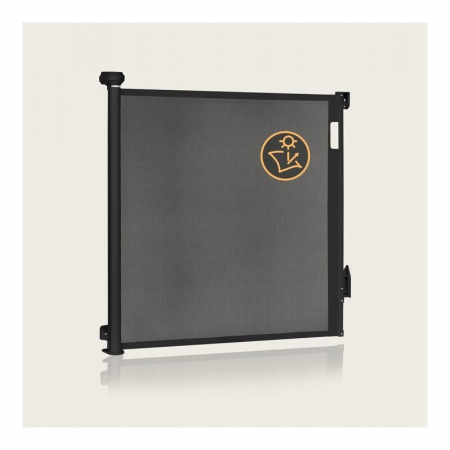 Poarta de siguranta, Lionelo, Thea, Cu suruburi, Textila, Retractabila, Mecanism dublu de blocare, Montaj universal, 80x140 cm, Conform cu standardul european de securitate EN1930, Negru [14]