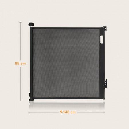 Poarta de siguranta, Lionelo, Thea, Cu suruburi, Textila, Retractabila, Mecanism dublu de blocare, Montaj universal, 80x140 cm, Conform cu standardul european de securitate EN1930, Negru [13]