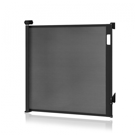 Poarta de siguranta, Lionelo, Thea, Cu suruburi, Textila, Retractabila, Mecanism dublu de blocare, Montaj universal, 80x140 cm, Conform cu standardul european de securitate EN1930, Negru [3]