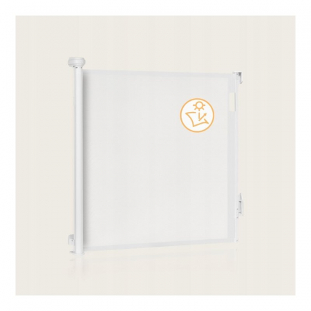 Poarta de siguranta, Lionelo, Thea, Textila, Ofera vizibilitate, Retractabila, Mecanism dublu de blocare, Montaj universal, 80x140 cm, Conform cu standardul european de securitate EN1930, Alb [17]