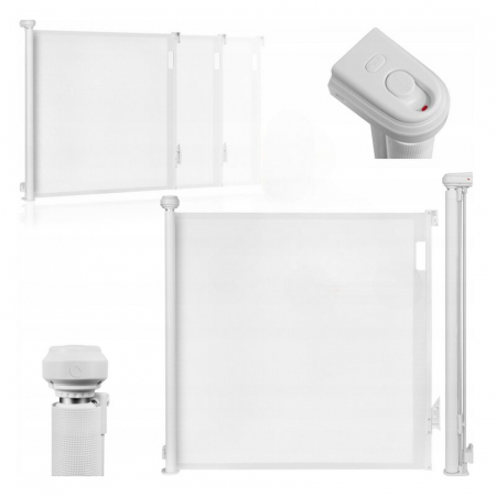 Poarta de siguranta, Lionelo, Thea, Textila, Ofera vizibilitate, Retractabila, Mecanism dublu de blocare, Montaj universal, 80x140 cm, Conform cu standardul european de securitate EN1930, Alb [20]