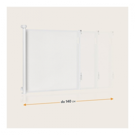 Poarta de siguranta, Lionelo, Thea, Textila, Ofera vizibilitate, Retractabila, Mecanism dublu de blocare, Montaj universal, 80x140 cm, Conform cu standardul european de securitate EN1930, Alb [12]