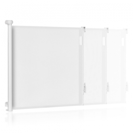 Poarta de siguranta, Lionelo, Thea, Textila, Ofera vizibilitate, Retractabila, Mecanism dublu de blocare, Montaj universal, 80x140 cm, Conform cu standardul european de securitate EN1930, Alb [5]