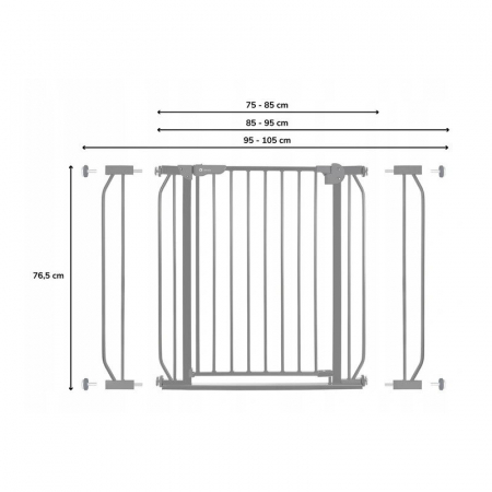 Poarta de siguranta, Lionelo, Truus Slim Led, Cu suruburi, Cu lumina Led cu senzor, 105 cm, Conform cu standardul european de securitate EN1930, Gri [2]