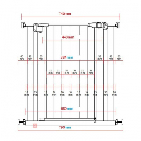 Poarta siguranta, Qmini, Thor, 74 - 109.4 cm, Inchidere automata, Sistem dublu de blocare, Otel, Garantie extinsa:3 ani, ASTM1004 si EN1930-2011, Alb [15]