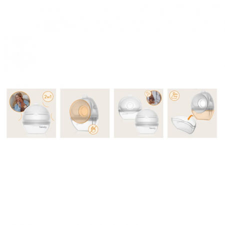 Pompa de san si colector de lapte, Lionelo, Milky 2 in 1, Volum 60 ml, Forma anatomica, Compataibila cu utilizarea cu sutien, Fara bisfenol A, Portabila, Alb [7]