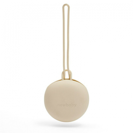 Imbracaminte si Accesorii - Port suzeta, New Baby, Cu lant, Protejeaza de murdarie, Silicon, Fara BPA, 0 luni+, Beige