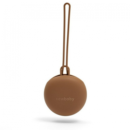 Imbracaminte si Accesorii - Port suzeta, New Baby, Cu lant, Protejeaza de murdarie, Silicon, Fara BPA, 0 luni+, Brown