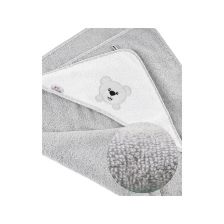 Prosop de baie, Bocioland, Cu gluga, 100% bumbac, 80x80 cm, Teddy Bear, Grey [2]