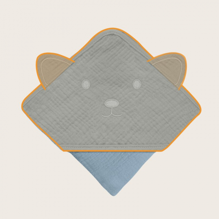 Prosop de baie, Lionelo, Cu gluga, Din muselina, 100% bumbac, 80x80 cm, Absorbtie eficienta, Albastru [7]