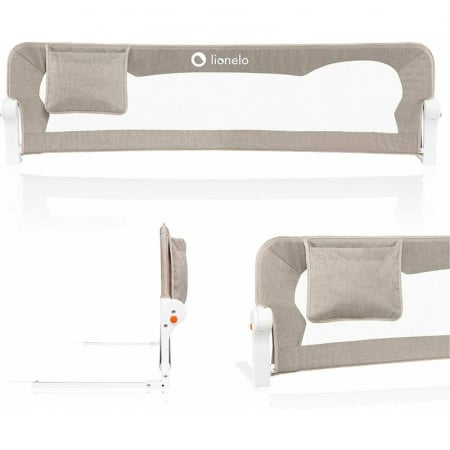 Protectie laterala pat, Lionelo, Eva, Cu buzunar accesorii, 150x35 cm, Conform cu standardul european de securitate BS7072, Bej [2]