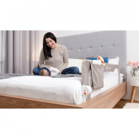 Protectie laterala pat, Lionelo, Eva, Cu buzunar accesorii, 150x35 cm, Conform cu standardul european de securitate BS7072, Gri [13]