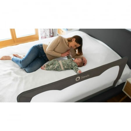Protectie laterala pat, Lionelo, Hanna, Cu buzunar accesorii, 150x66 cm, Conform cu standardul european de securitate BS7072, Bej [8]