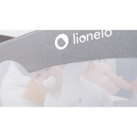 Protectie laterala pat, Lionelo, Hanna, Cu buzunar accesorii, 150x66 cm, Conform cu standardul european de securitate BS7072, Gri [12]