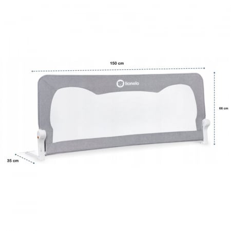Protectie laterala pat, Lionelo, Hanna, Cu buzunar accesorii, 150x66 cm, Conform cu standardul european de securitate BS7072, Gri [4]