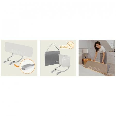 Protectie laterala pat, Lionelo, Lora, Pliabila, Sistem de blocare StandSafe, Geanta de transport inclusa, 105 x 45 cm, Bej [14]