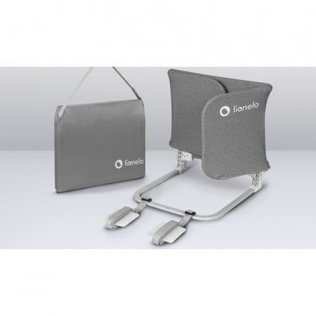 Protectie laterala pat, Lionelo, Lora, Pliabila, Sistem de blocare StandSafe, Geanta de transport inclusa, 105 x 45 cm, Gri [15]