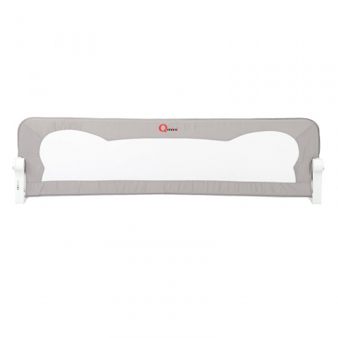 Siguranta si Sanatate - Protectie laterala pat, Qmini, Rhea, 150 x 42 cm, Inaltimea 42 cm, Instalare usoara, Cu inclinare la 180 grade, Grey