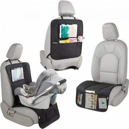 Scaune Auto - Protectie scaun auto, FreeON, Bancheta si spatar, Cu organizator, 3 in 1, Dimensiune 123x48.5 cm, Negru