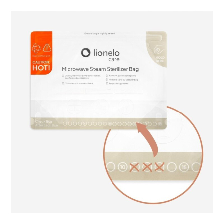Pungi sterilizare microunde, Lionelo, Thermbag, Fara BPA, Sterilizare in 90 de sec., Elimina 99,9% dintre bacterii, Reutilizabile, 21x29 cm, 8 buc. [6]