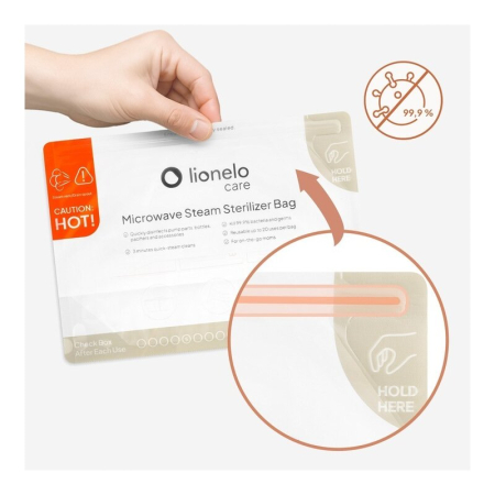 Pungi sterilizare microunde, Lionelo, Thermbag, Fara BPA, Sterilizare in 90 de sec., Elimina 99,9% dintre bacterii, Reutilizabile, 21x29 cm, 8 buc. [5]