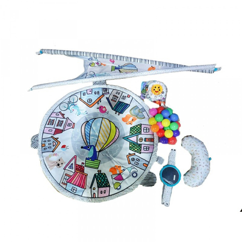 Qmini - Salteluta interactiva Abby , Cu muzica, 20 bile, 6 jucarii , Pentru activitati educationale, din Poliester, 85x85 cm, Multicolor, Resigilat [5]