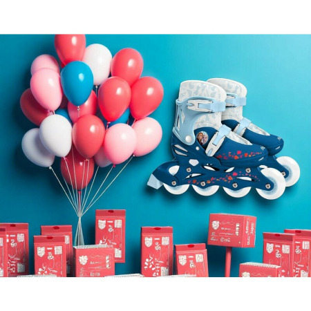 Role, Stamp, Frozen, Cu 4 roti, Ajustabile, Inchidere prin velcro, Cu frana, Marime 30-33, Albastru [4]