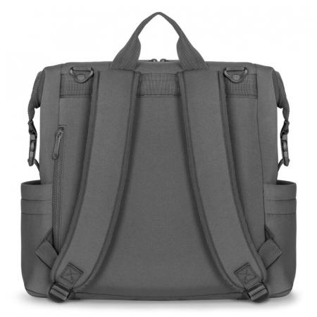 Rucsac impermeabil pentru mamici, Lionelo, Cube, Cu 12 compartimente si salteluta de schimbat, Cu prindere universala de carucior, 36 x 36 x 23 cm, Gri [7]