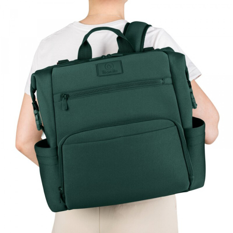 Rucsac impermeabil pentru mamici, Lionelo, Cube, Cu 12 compartimente si salteluta de schimbat, Cu prindere universala de carucior, 36 x 36 x 23 cm, Verde [6]