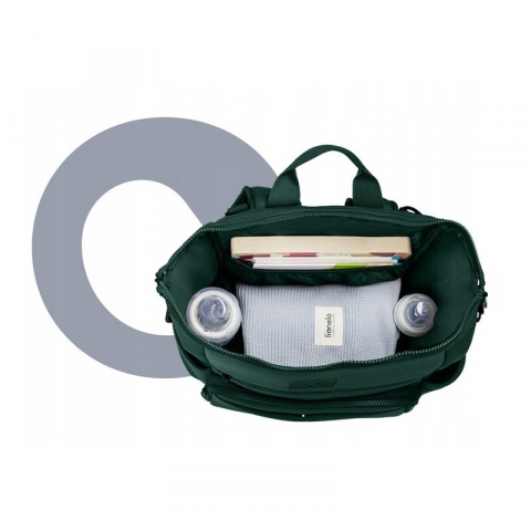 Rucsac impermeabil pentru mamici, Lionelo, Cube, Cu 12 compartimente si salteluta de schimbat, Cu prindere universala de carucior, 36 x 36 x 23 cm, Verde [12]