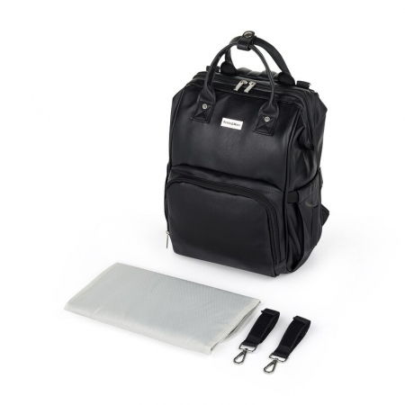 Rucsac pentru mamici, Petite&Mars, Jasper, Cu 12 compartimente, Cu buzunare termice, Saltea de infasat inclusa, 27 x 41 x 14 cm, Absolute Black [4]