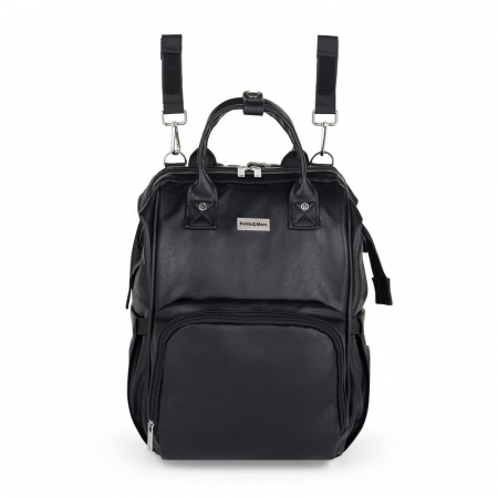 Rucsac pentru mamici, Petite&Mars, Jasper, Cu 12 compartimente, Cu buzunare termice, Saltea de infasat inclusa, 27 x 41 x 14 cm, Absolute Black [2]