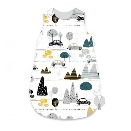 Mobilier si Lenjerie - Sac de dormit, MimiNu, Pentru bebelusi, De iarna, Din bumbac certificat Oeko Tex Standard 100, Cu fermoar lateral, Cu capse pe umar, 70 cm, 0 - 6 luni, 2.5 Tog, Childrens Journey Grey