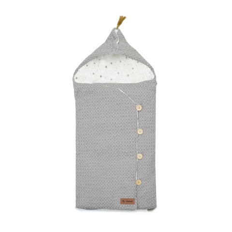 Accesorii pentru Transport - Sac de iarna cu gluga, Jane, Mims Plus, Pentru carucior si scoica auto, 88 x 43 cm, Inchidere cu nasturi si fermoar, Dim Grey