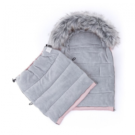 Sac de iarna, Feedo, Multifunctional, Poate fi utilizat ca geanta prin desfacerea fermoarului, Atasabil la carucior, Lana, 110 cm, 0-3 ani, Roz [4]